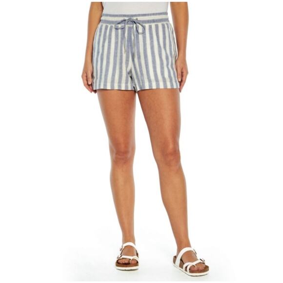 Gap · XL · Linen Blend Shorts Blue White Stripe Drawstring Waist Coastal Preppy - Picture 1 of 10